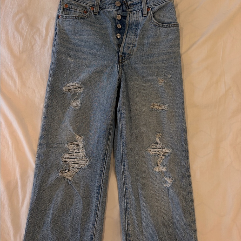 Levi's Light Blue Distressed Straight-Leg Women's Jeans